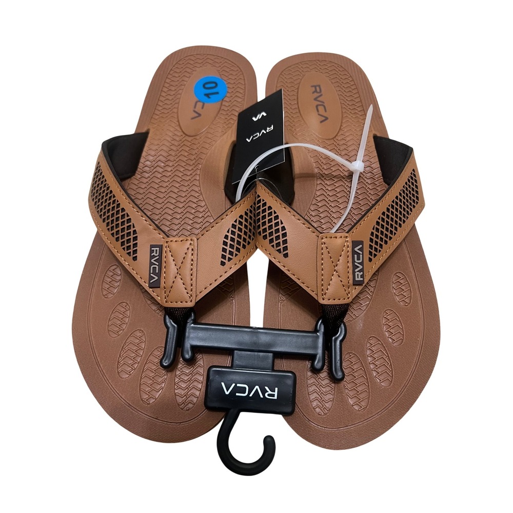 RVCA‎ Mens Flip Flop Sandals Tan Beige Black EVA Size 10 NEW